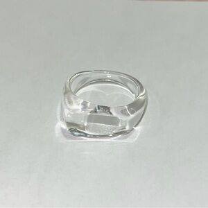 New Clear Asymmetrical Chunky Resin Ring Size US 9.5 Unisex Futuristic Cyber